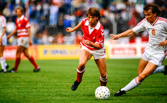 Danmarks Jesper Olsen. Football, Friendly, Denmark -