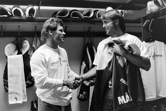 Håkan Södergren och Kent Nilsson i omklädningsrummet