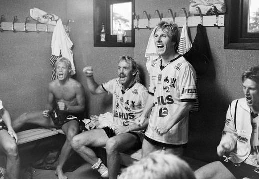 Hans Larsson och Flemming Pehrson, Mjällby jublar
