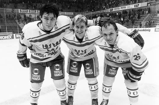 Sveriges målskyttar fr. v Ulf Sandström, Magnus Svensson