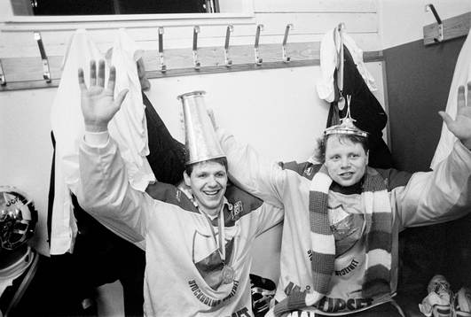 Karl-Erik Lilja och Rolf Ridderwall, målvakt i Djurgården