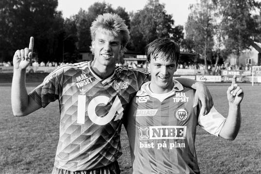 Målskyttarna Hans Eklund, Öster och Jim Tolmie. Markaryd
