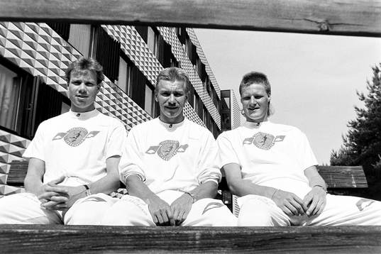 Lars Eriksson, målvakt, Jan Hellström och Peter Lönn