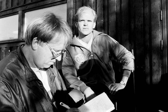 Falkenbergs tränare Olle Kristensson möter pressen