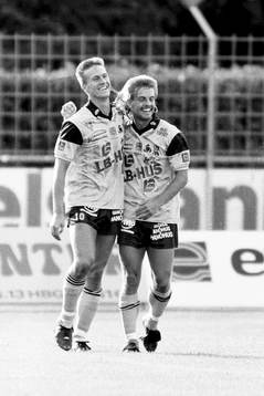 Per Harrysson, Mjällby gratuleras till ett av sina två