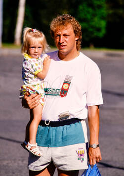 Midfielder Robert Prytz with daughter Karen