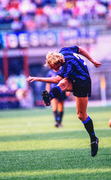 Andreas Brehme of Inter shoots