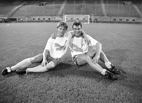 Stefan Schwarz och Patrik Andersson på träningen