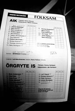 Matchprogram, laguppställning