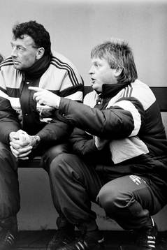 Per-Olof Bild och Hans Backe, tränare i Öster