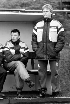 Per-Olof Bild och Hans Backe, tränare i Öster