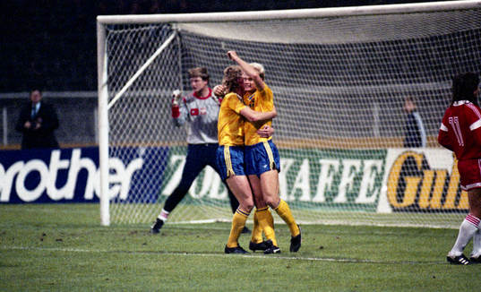 Jubel, Glädje. Johnny Ekström och Peter Larsson, Sverige,