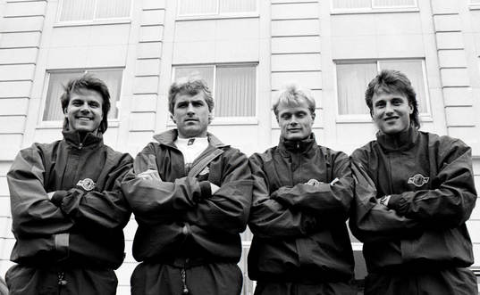 Fr. v: Roland Nilsson, Glenn Hysén, Peter Larsson och