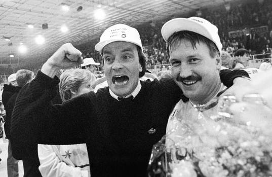 Timo Lahtinen, tränare och Peter Lindmark, målvakt i