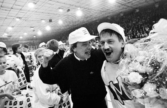 Timo Lahtinen, tränare och Peter Lindmark, målvakt i