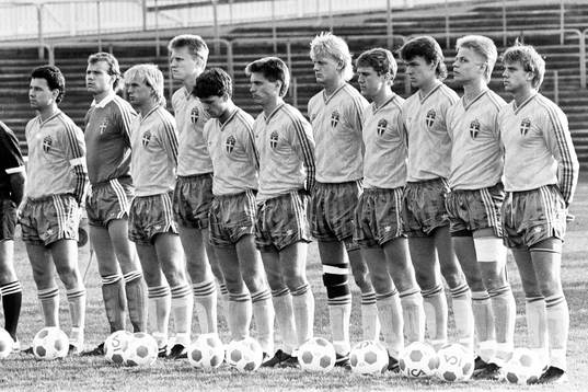 Den svenska startelvan fr. v: Stefan Rehn, Lars Eriksson,