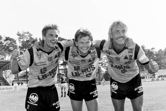 Sven-Olof Bergman, Mats Lindvall och Hans Larsson jublar