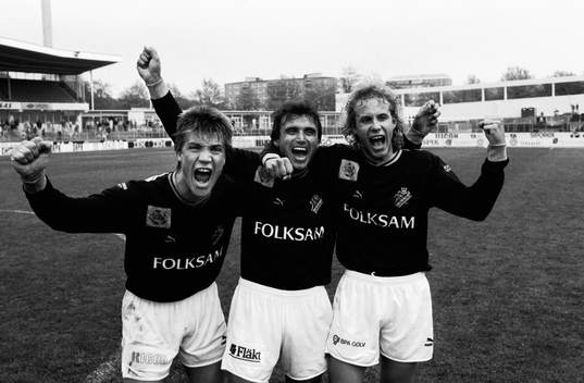 Målskyttarna Bo Andersson, Vadim Jevtushenko och Niclas