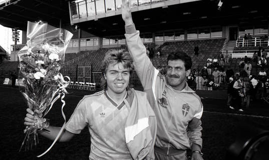 Tomas Brolin och Olle Nordin, förbundskapten