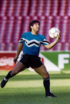 Diego Maradona på träningen