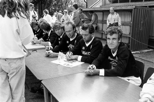 Tennislandslagets Mats Wilander, Mikael Pernfors, Jan
