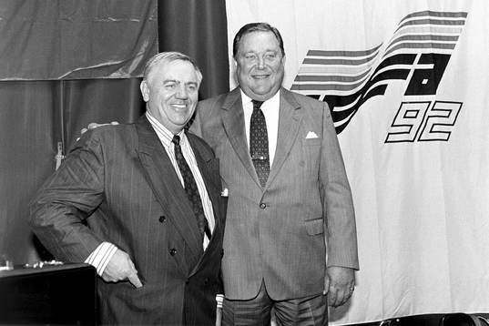 Åke Lindegarth och Lennart Johansson, ordförande i Uefa