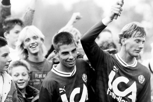 Helsingborgs målskyttar Jonas Dahlgren och Anders Jönsson