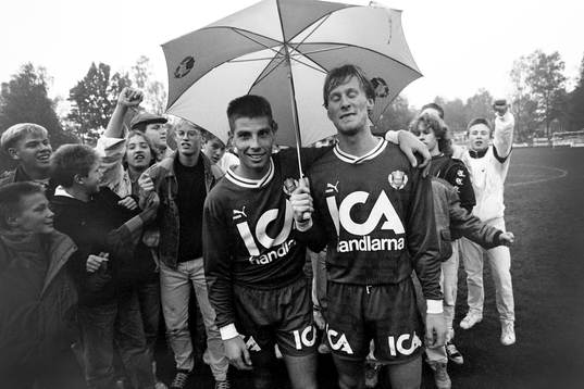 Helsingborgs målskyttar Jonas Dahlgren och Anders Jönsson
