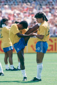 Fotboll, Brasilien, uppvärmning, träning, stretching