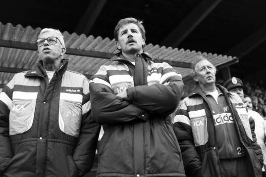 Stuart Baxter, tränare i Halmstad och lagledaren Rolf