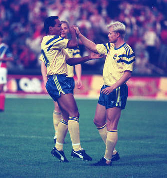 Martin Dahlin och Peter Larsson, jubel