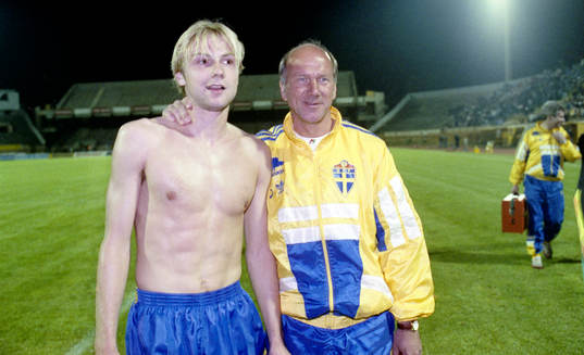 Håkan Mild och Tommy Svensson, förbundskapten, Sverige