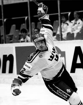 Ishockey, VM, Håkan Loob, Sverige jublar, jubel