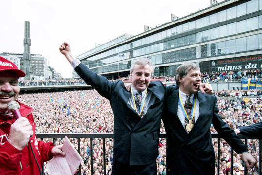 Curt Lundmark och Conny Evensson på Sergels Torg