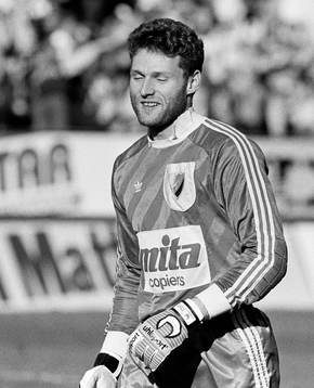 Kjell Frisk, målvakt i Djurgården jublar