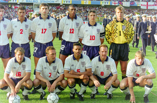 England teamgroup. Back row L-R: Martin Keown, Keith Curle,