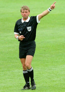 Referee Sandor Puhl of Hungary