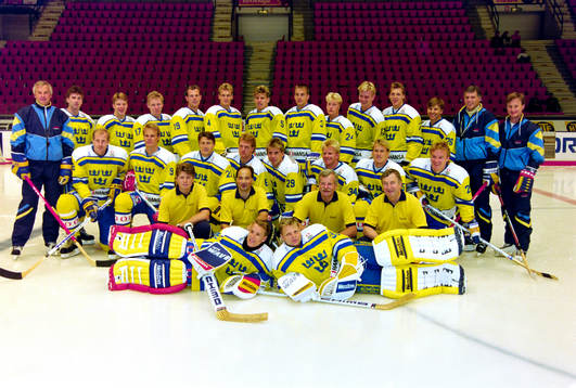 Det svenska laget med bl. a Curt Lundmark, Conny Evensson,