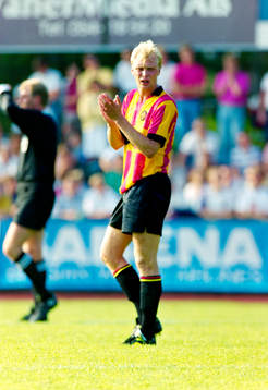 Klas Ingesson på en träningsmatch i Karlstad