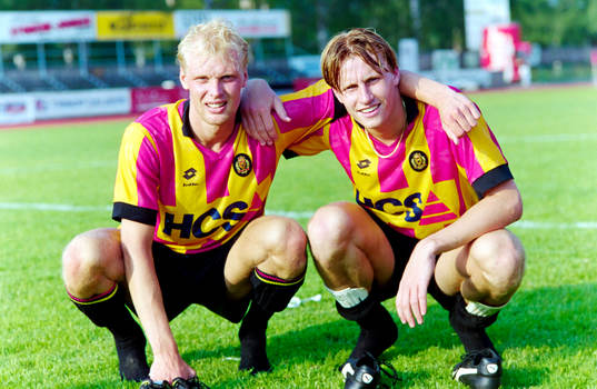 Klas Ingesson och Kennet Andersson på en träningsmatch i