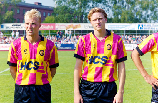 Klas Ingesson och Kennet Andersson på en träningsmatch i