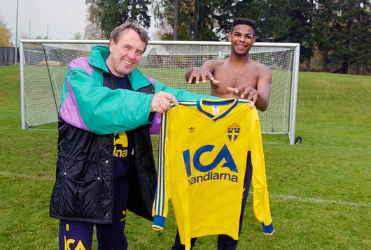 Nisse Andersson, förbundskapten och Pascal Simpson, Sverige