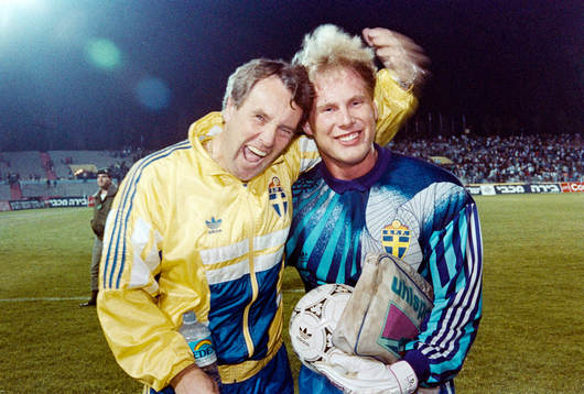 Nisse Andersson, förbundskapten och Jan Ekholm, målvakt,