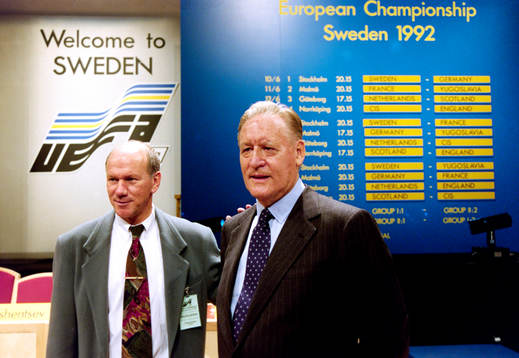 Tommy Svensson, förbundskapten i Sverige och Nils Liedholm