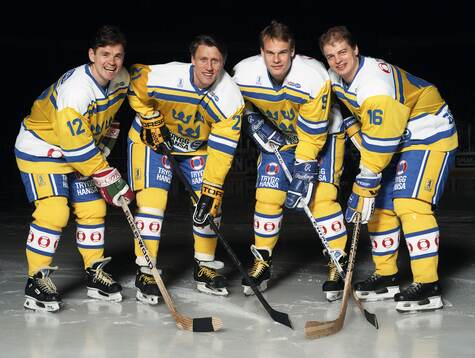 Håkan Loob, Börje Salming, Thomas Rundqvist and