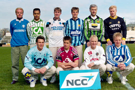 Bakre, fr.v. Jonas Brorsson, Trelleborg, Filip Apelstav,