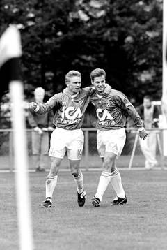 Mattias Karlsson och Niklas Gudmundsson, Halmstad jublar