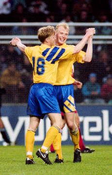 Jubel, Glädje. Stefan Pettersson och Klas Ingesson, Sverige