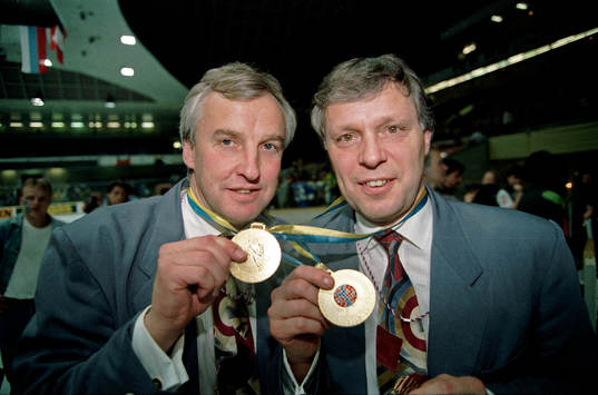 Curt Lundmark och Conny Evensson, förbundskapten, med