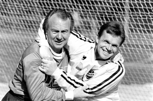 Bo Nilsson, tränare i Helsingborg och Anders Linderoth,